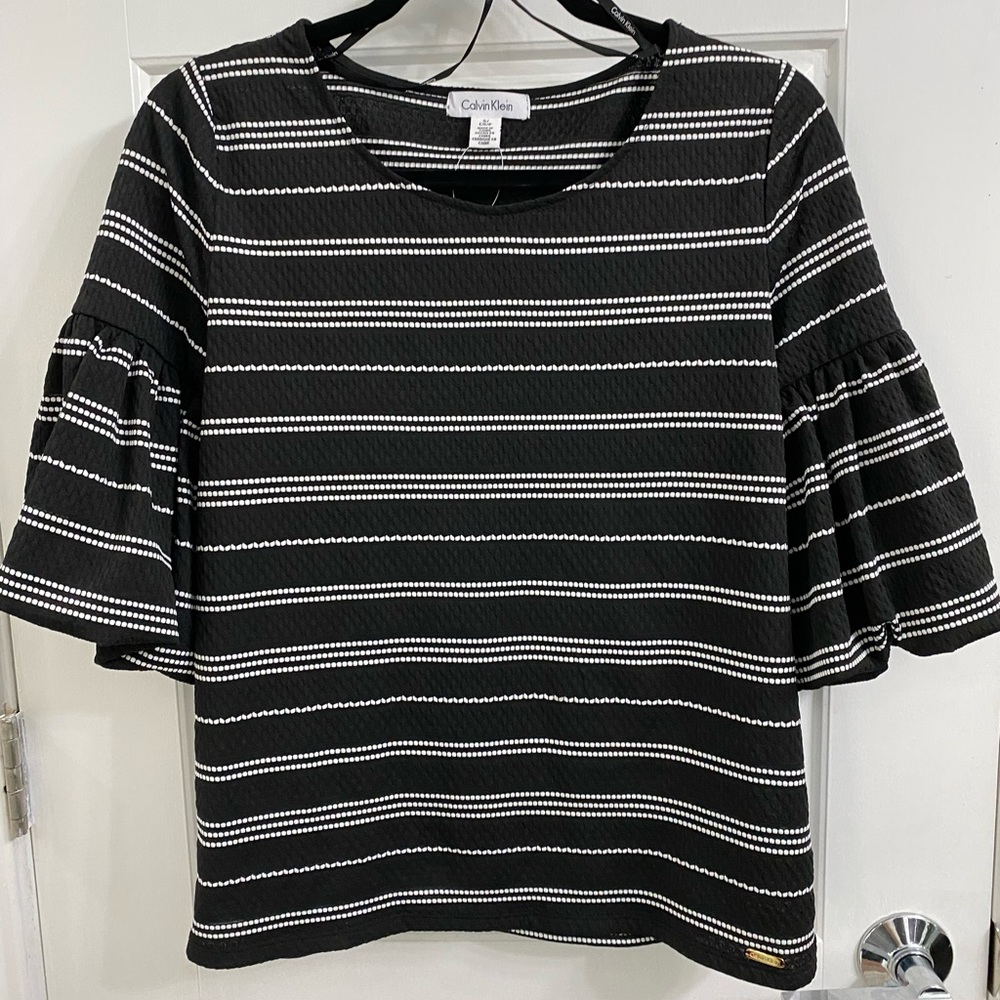 Women’s Calvin Klein striped bell sleeve blouse